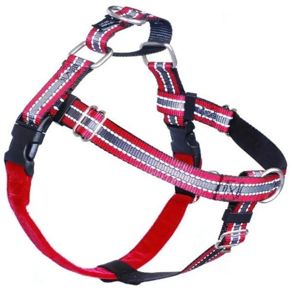 No-Pull Dog Harness with Leash for Small Dogs 5/8 Wide Reflective Red