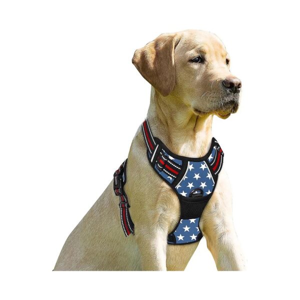 No-Rip Nylon Large Dog Harness with Reflective Strips and Easy Control Handle