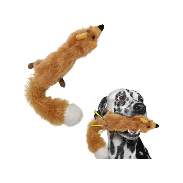 No-Stuffing Minimal Mess Squeaky Fox Dog Toy for Small Breed Owners