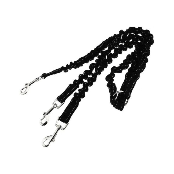 No-Tangle Black Nylon Triple Coupler Dog Leash Lead Rope Strap Strap for Walking