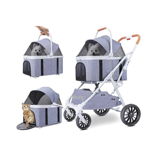 No-Zip Canopy and Easy-Locking Pet Stroller for Small Pets