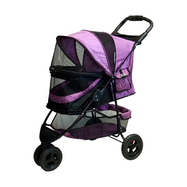 No-Zip Pet Stroller with Foldable Design and Carry Handle