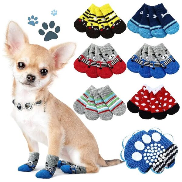 Non Slip and Grip Dog Socks for Small Medium Dogs and Indoor Wear