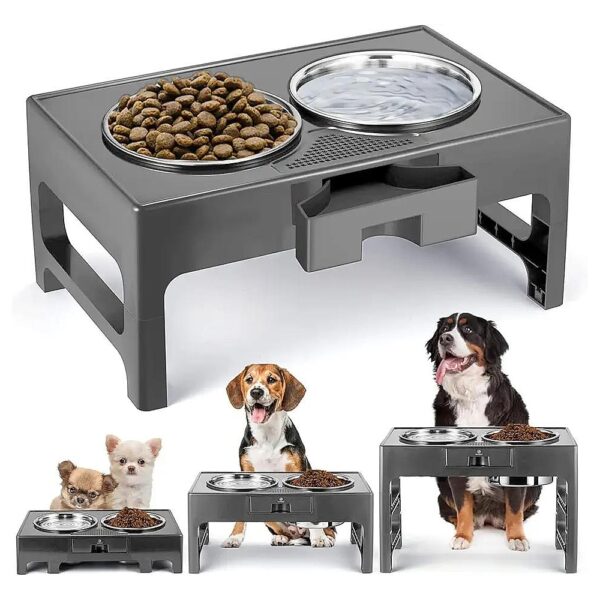 Non-Slip Dog Feeding Station with Easy Detachable Bowls for Large Breed Dogs