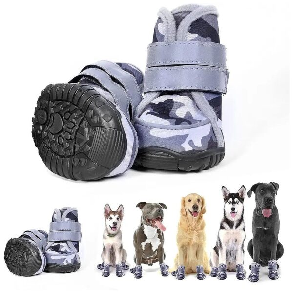 Non-Slip Dog Shoes with Reflective Strips for Medium Size Dogs