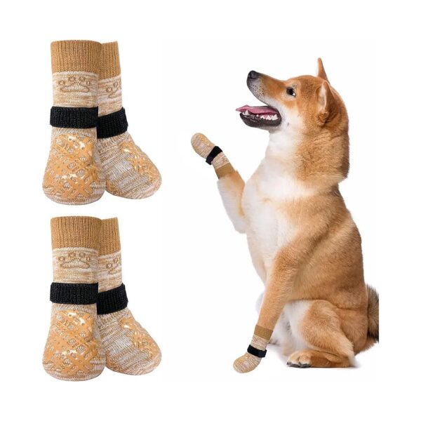 Non-Slip Dog Socks with Soft Grip for Hardwood Floors and Pavement