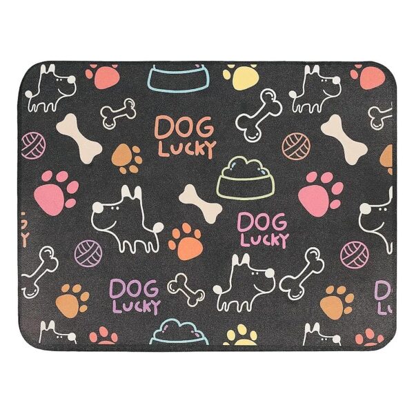 Non-Slip Waterproof Dog Food Bowl Mat for Small to Medium Dogs Black 7x8