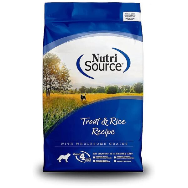 Nutrient-Dense Trout and Rice Dry Dog Food for Large and Small Breeds