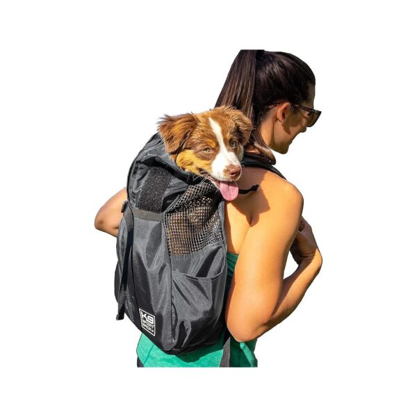 Nylon Dog Backpack with Lumbar Support and Side Water Bottle Pocket for Pets