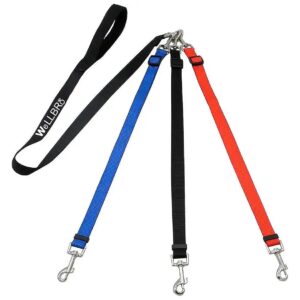 Nylon Dog Leash with Padded Handle and Three-Way Coupler for Small to Medium Dogs