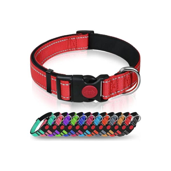 Nylon Pet Collars with Reflective Straps and Safety Locking Buckle for Large Dogs