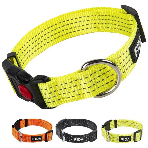 Nylon Reflective Dog Collars with Safety Locking Buckle for Small Medium Large Dogs