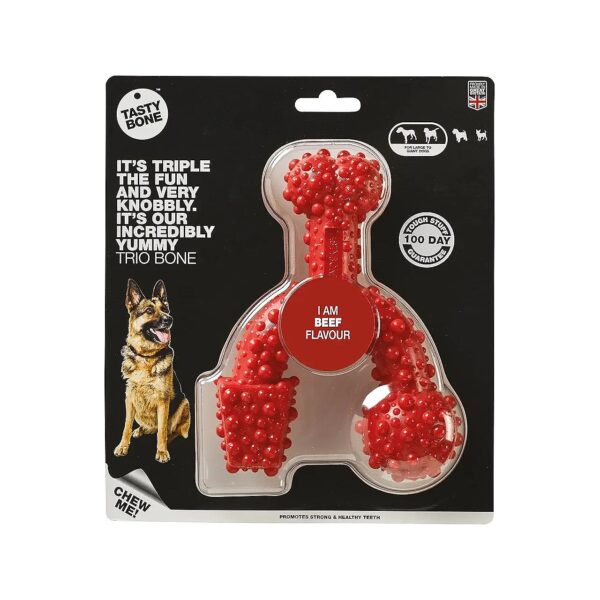 Nylon Trio Bone for Large Dogs Irresistible Flavor Unique Dental Nubs Healthy Teeth