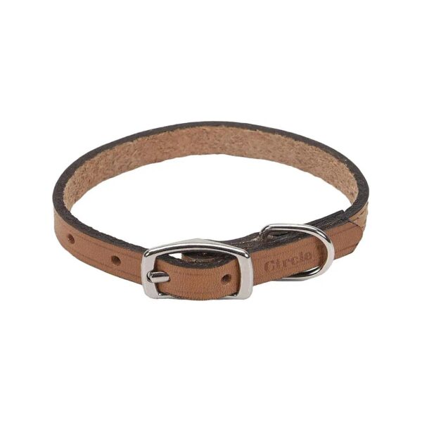 Oak Tanned Leather Dog Collar for Sensitive Skin or Long Hair Dogs