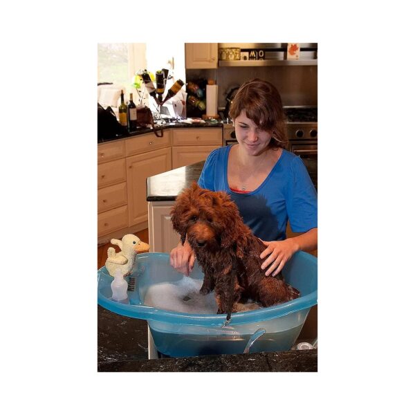 Ocean Blue Bathtub for Small Dogs and Cats with Tethers and Storage