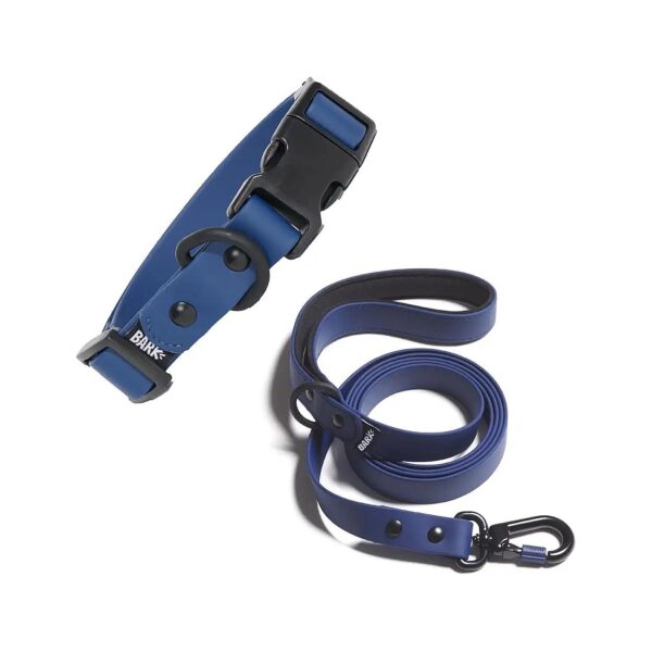 Odor-Proof Waterproof Navy Small Dog Leash and Adjustable Collar Bundle for Men and Women