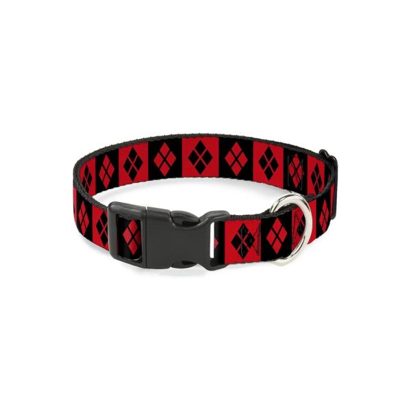 Officially Licensed Harley Quinn Diamond Blocks Dog Collar with Plastic Buckle