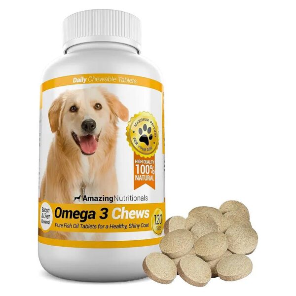 Omega 3 Fish Oil Supplement for Dogs with Dry Skin, Dandruff, and Hot Spots Relief