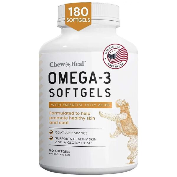 Omega 3 Fish Oil for Dogs - Softgel Capsules Promote Healthy Skin and Coat