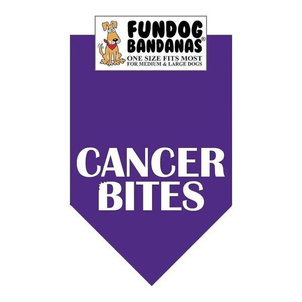 One Size Fits Most Purple Dog Bandana Cancer