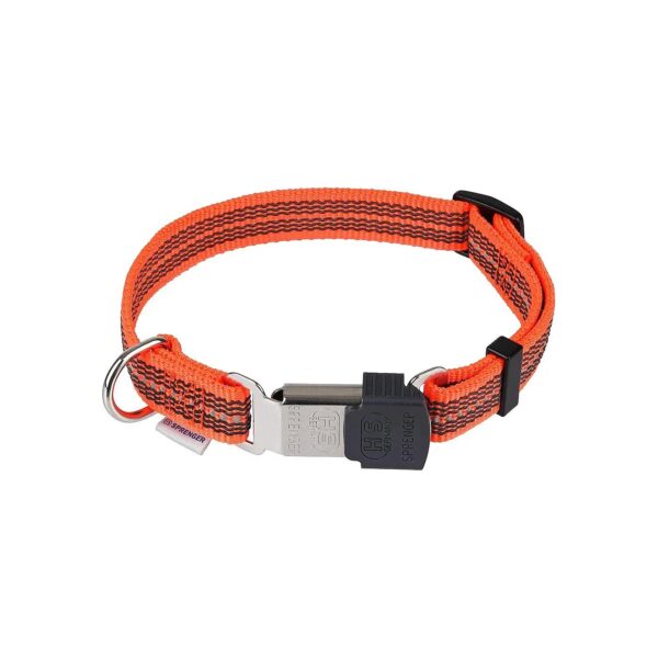 Orange Adjustable Reflective Dog Collar with ClickLock Buckle for Small Medium Dogs