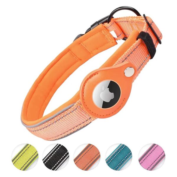 Orange AirTag Compatible Dog Collar for Small Medium Large Dogs