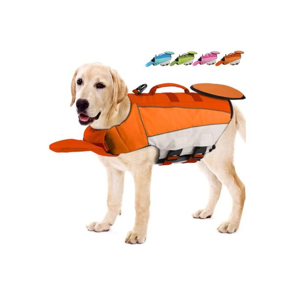 Orange Dog Life Jacket with Front Float for Small Medium and Large Breeds