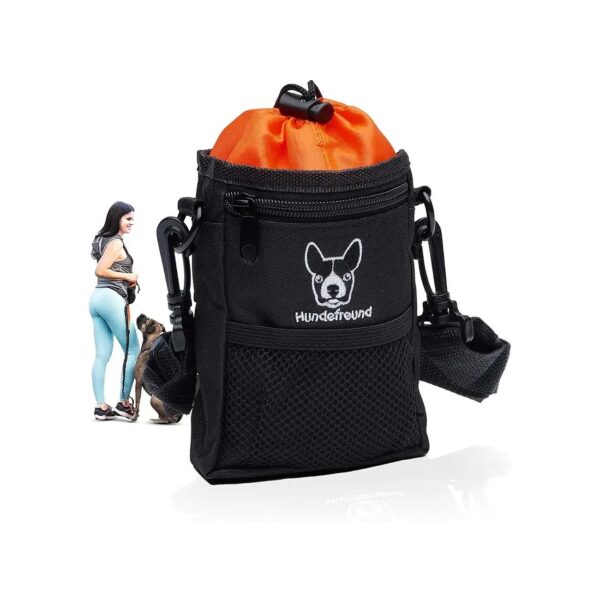 Orange Dog Treat Container with 4 Ways to Wear for Training Dogs