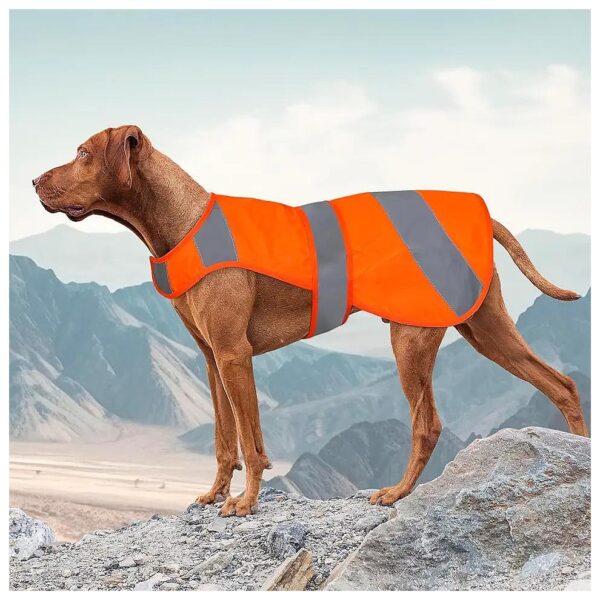 Orange Dog Vest High Visibility Safety Water-Resistant Adjustable Soft Reflective Jacket