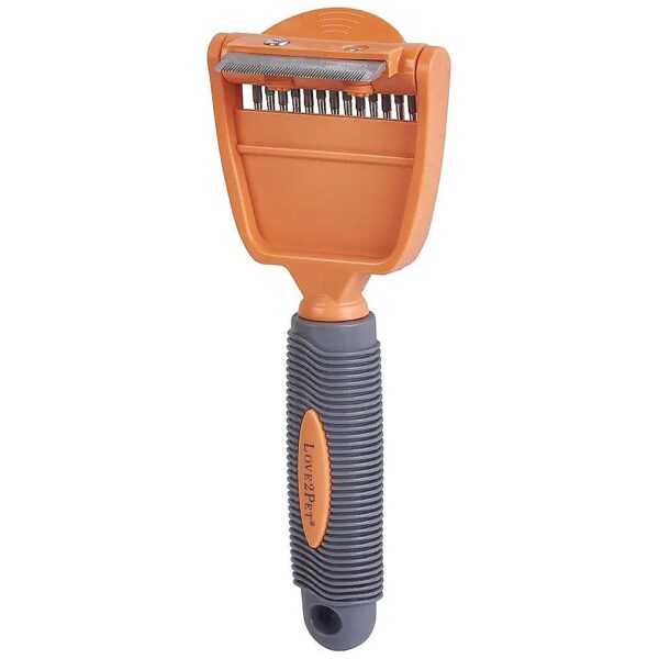 Orange Grooming Tool with 2 in 1 Grooming Heads and Ergonomic Handle