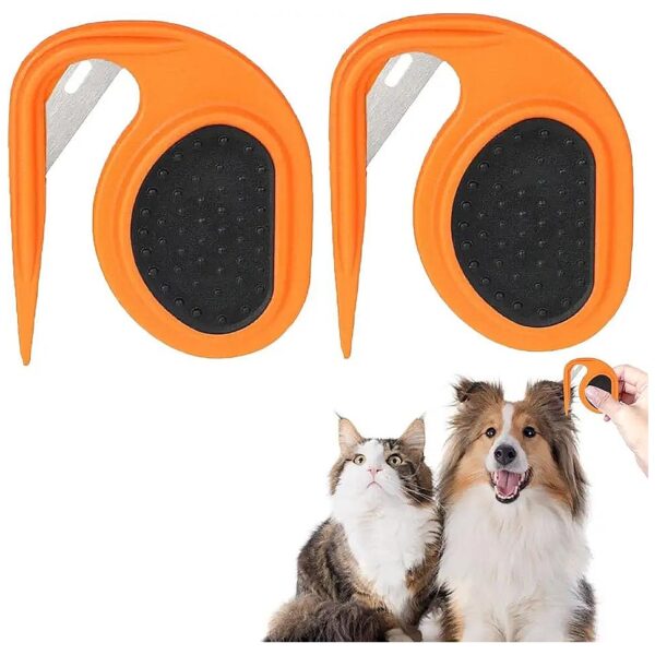 Orange Pet Knotting Comb for Cats and Dogs Removes Tangled Hair Efficiently