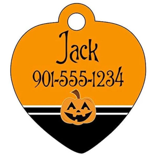 Orange Pumpkin-Shaped Metal Pet Tag with Custom Engravings for Cats and Dogs