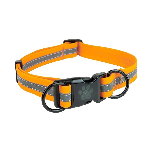 Orange Reflective Dog Collar for Small Dogs with Stainless Steel Buckle