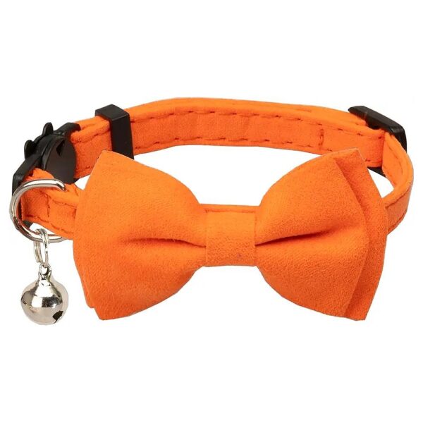 Orange Solid Color Suede Cat Collar with Breakaway Clasp for Small Cats and Kittens