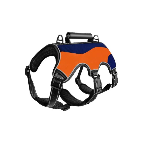 Orange XL Dog Walking Harness with Reflective Adjustable No Pull Vest for Training Hiking