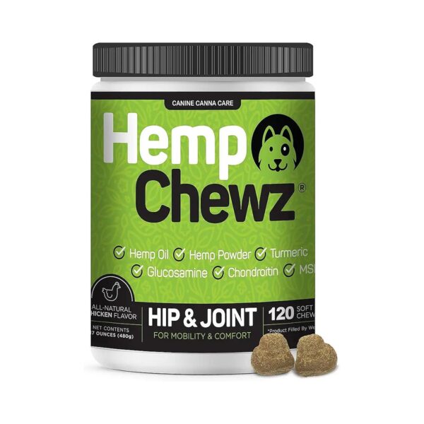 Organic Hemp Oil and Glucosamine Chondroitin Supplement for Adult Dog Joint Health