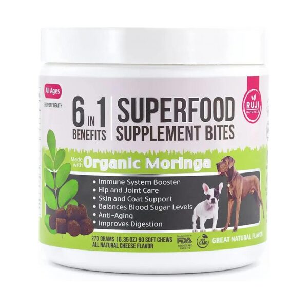 Organic Moringa and Omega 3 6 Supplement for Dog Immune System and Overall Health