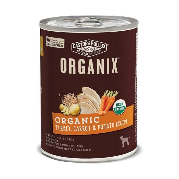 Organic Turkey, Carrot and Potato Adult Dog Food Canned in Recyclable 7oz Containers