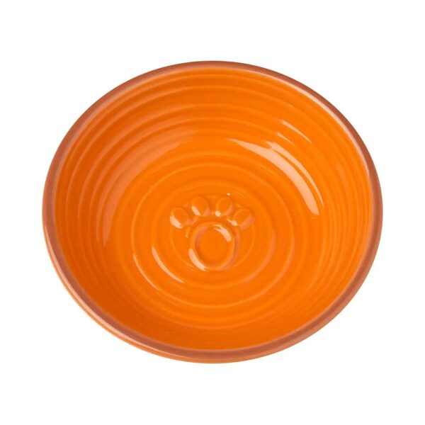 Ornate Stoneware Saucer with Embossed Paw Design for Small Dogs and Cats