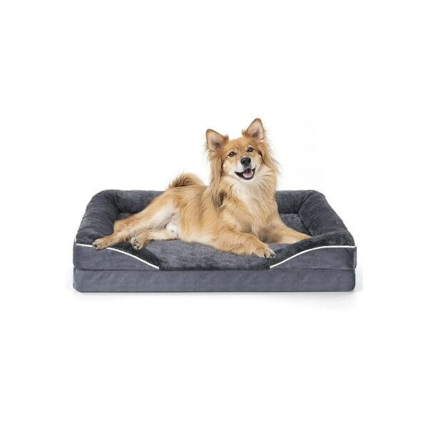 Orthopedic Dog Bed for Large Dogs with Bolster Design and Nonskid Bottom