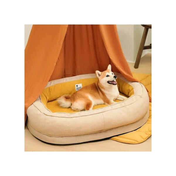 Orthopedic Donut Pet Bed for Medium Large Dogs with Waterproof Liner and Non-Skid Bottom