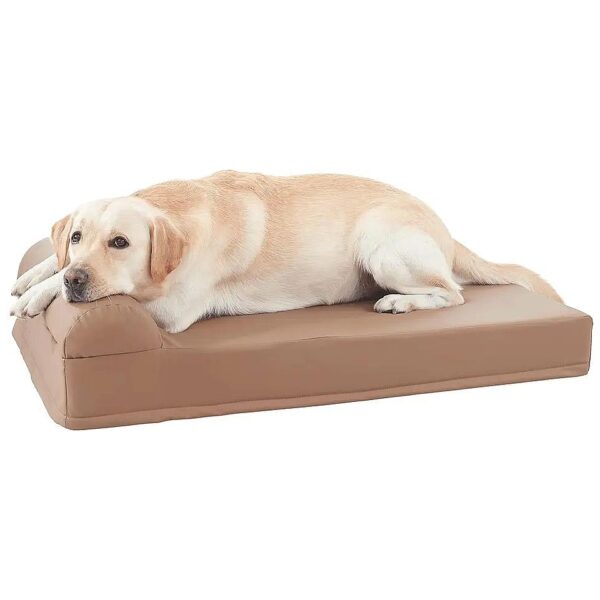 Orthopedic Faux Leather Dog Bed with Bolster and Waterproof Cover for Large Breeds