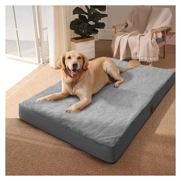 Orthopedic Foam Dog Bed with Tailored Faux Fur Cover for Medium Breeds, Easy to Clean