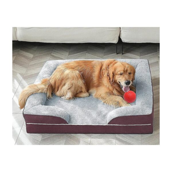 Orthopedic Memory Foam Dog Bed for Large Dogs Brown Color Suede