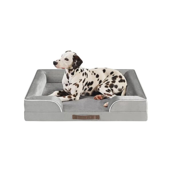 Orthopedic Memory Foam Dog Bed for Large Dogs with Bolster Support and Waterproof Cover