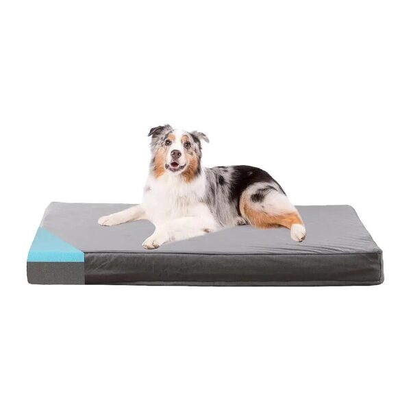 Orthopedic Memory Foam Dog Bed with Cooling Gel and Waterproof Lining for Large Dogs