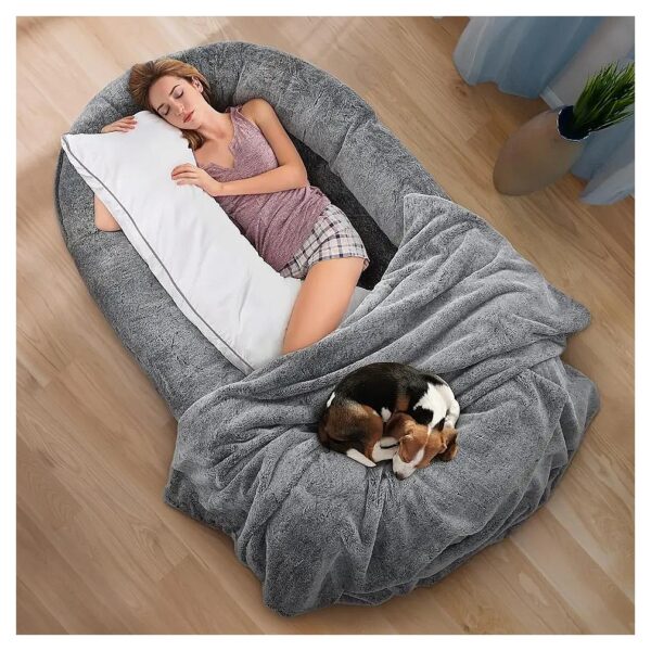 Orthopedic Memory Foam Giant Dog Bed for Humans, Pets, and Families with Removable Cover