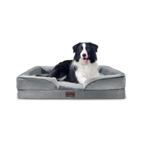 Orthopedic Support Memory Foam Dog Bed for Large Breeds with Waterproof Cover and Bolster