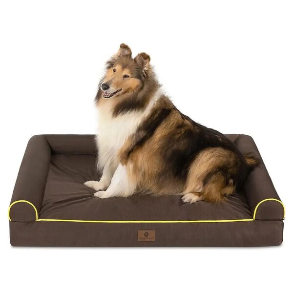 Orthopedic Waterproof Dog Bed with U Shaped Bolster and Removable Cover for Large Dogs