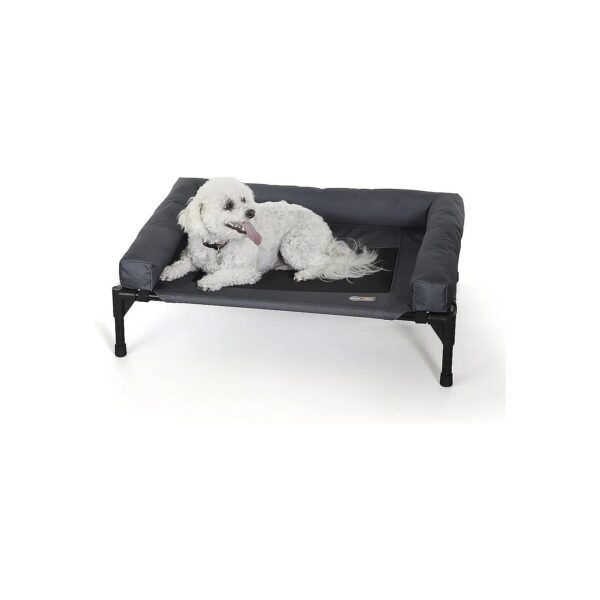 Outdoor Dog Cot Bed with Removable Bolsters and Washable Cover for Simplified Cleaning